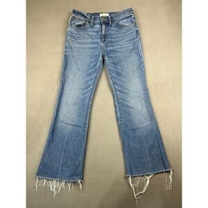 Madewell Flea Market Crop Flare Jeans 28x27 Blue Stretch Denim Frayed
